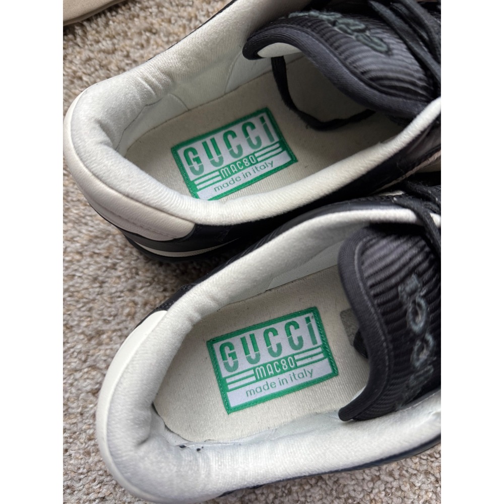 Gucci Mac80 Black white‎ Leather GG Logo Sneakers Shoes men Size 8 women 10 - Picture 5 of 14